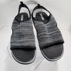 Muk Luks‎ Womens Open Toe Gray Black Slip-On Wedge Sandals Summer Casual Comfort